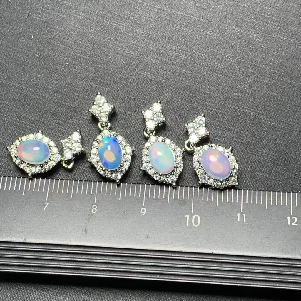 Oval Natural Opal Pendant Necklace | Genuine Gemstone Jewelry