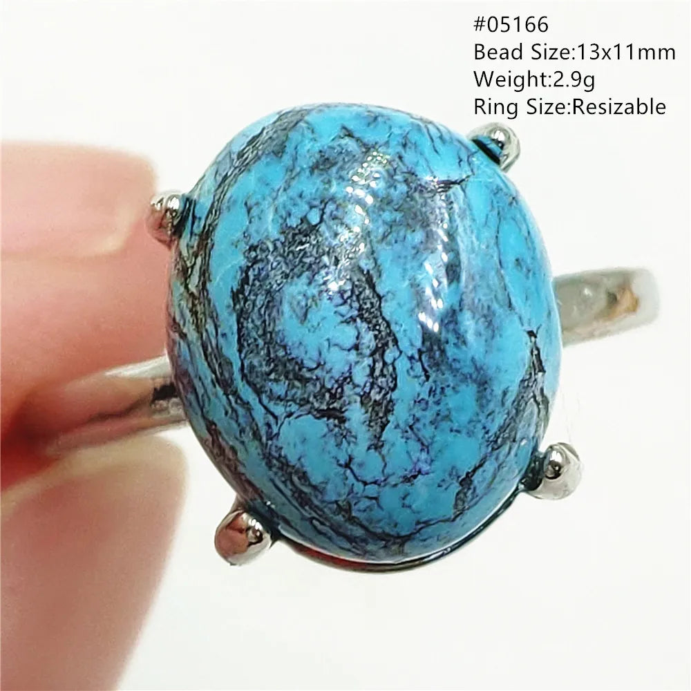Natural Green Turquoise Adjustable Ring | 925 Sterling Silver