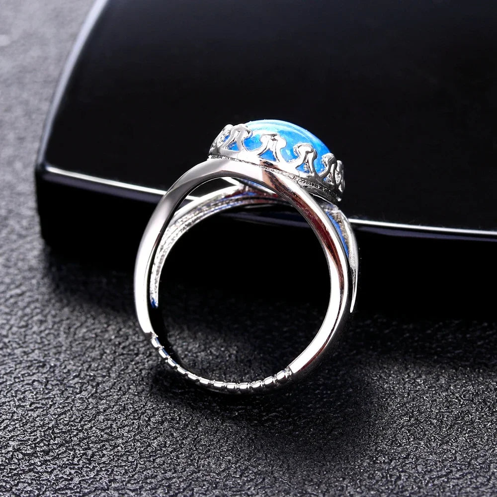 Natural Opal Ring in 925 Sterling Silver – October Birthstone Gemstone Ring