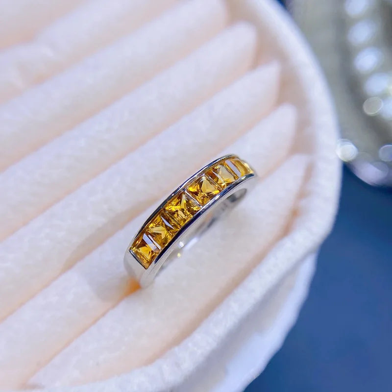 Natural Citrine Solitaire Ring in 925 Sterling Silver – Genuine Gemstone Ring