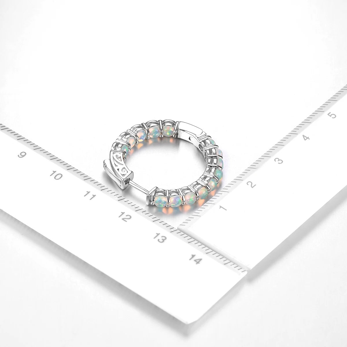 Natural Opal Huggie Earrings in 925 Sterling Silver – October Birthstone