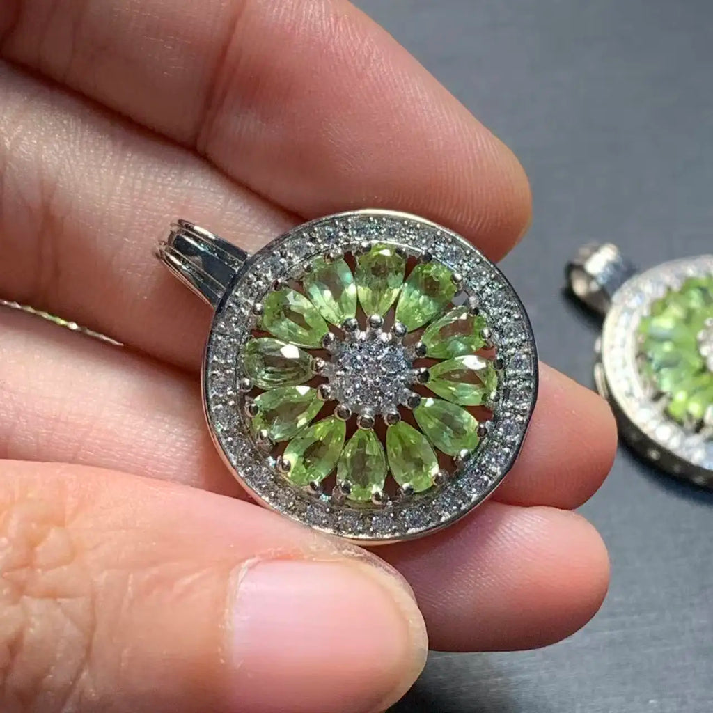 MANY STONE OVAL Natural PERIDOT Pendant Necklace Fine Jewelry Handmade Stones Wholesale Healing Energy Gift Lucky Jewelry
