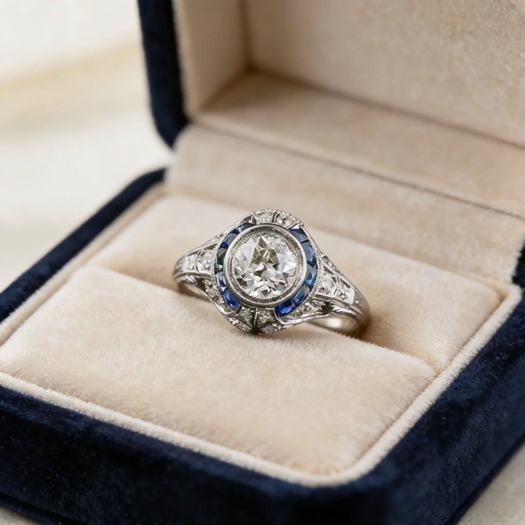 Princess Cut Blue Sapphire Promise Ring in Sterling Silver