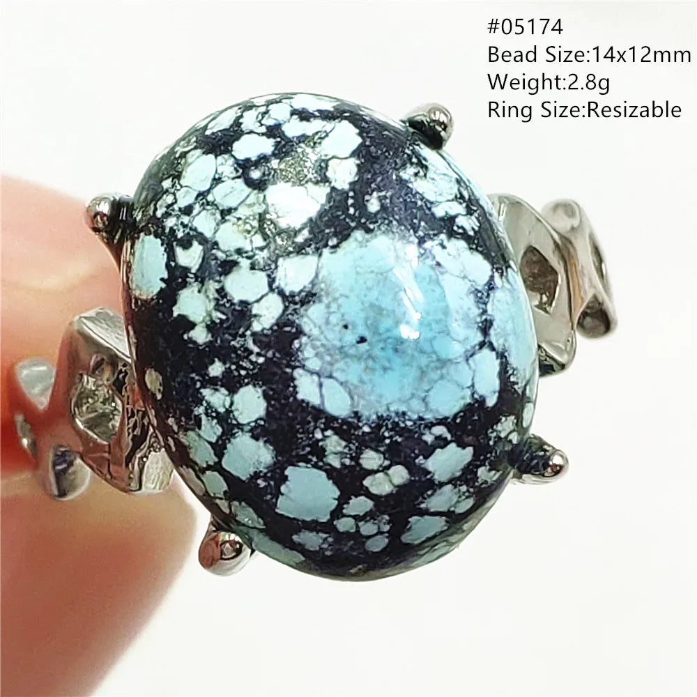 Natural Green Turquoise Adjustable Ring | 925 Sterling Silver