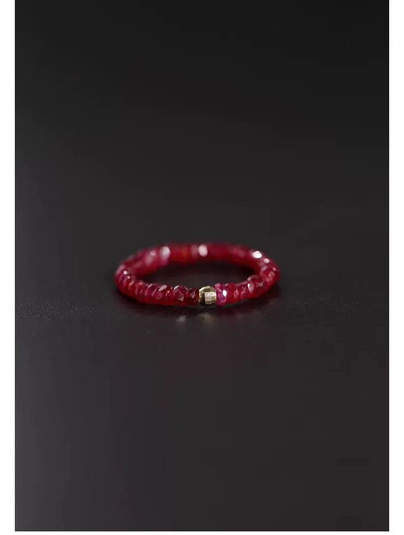 Natural ruby adjustable  Fine Jewelry New Real 18K Gold  for Women Au750  Design Simple Fashion Fine Jewelry Gift    J1009