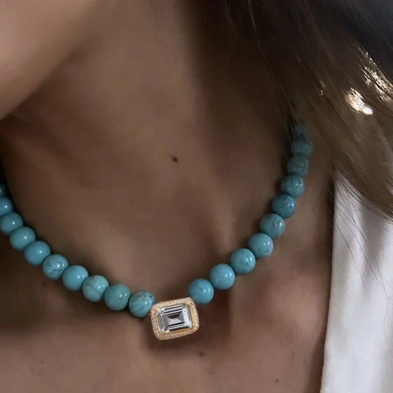 Heart Turquoise Pendant Necklace | Natural Stone December Birthstone