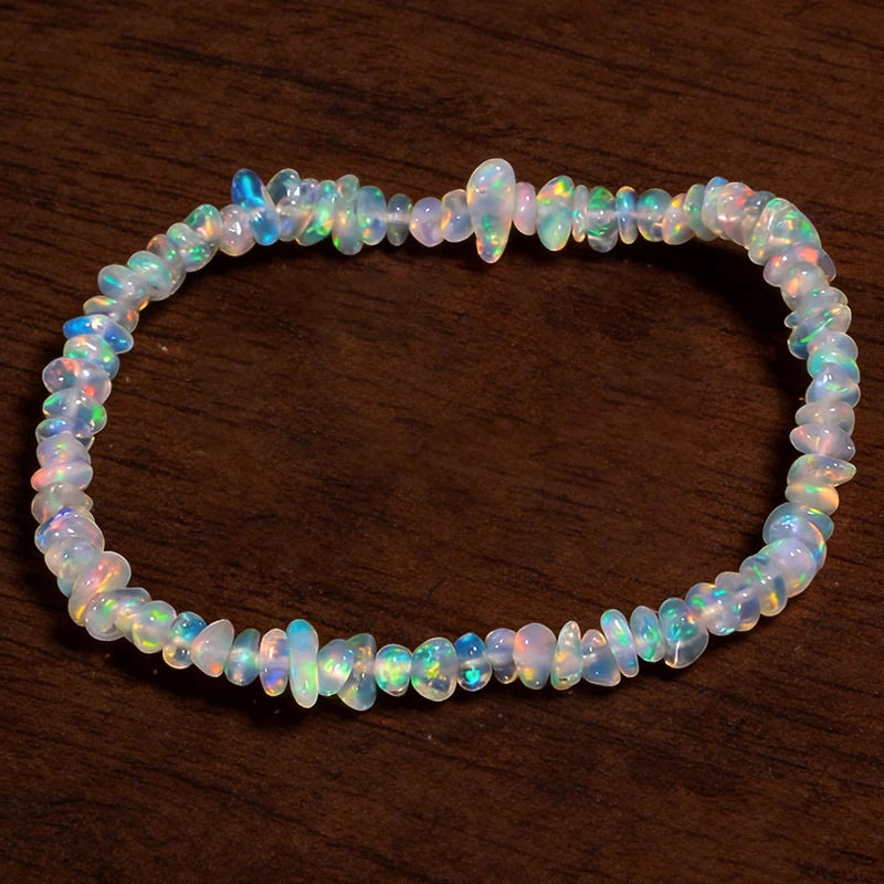 Natural Opal Beaded Bracelet – Genuine Crystal Stretch Bracelet for Women