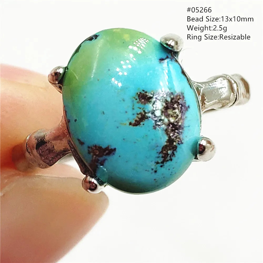 Natural Green Turquoise Adjustable Ring | 925 Sterling Silver