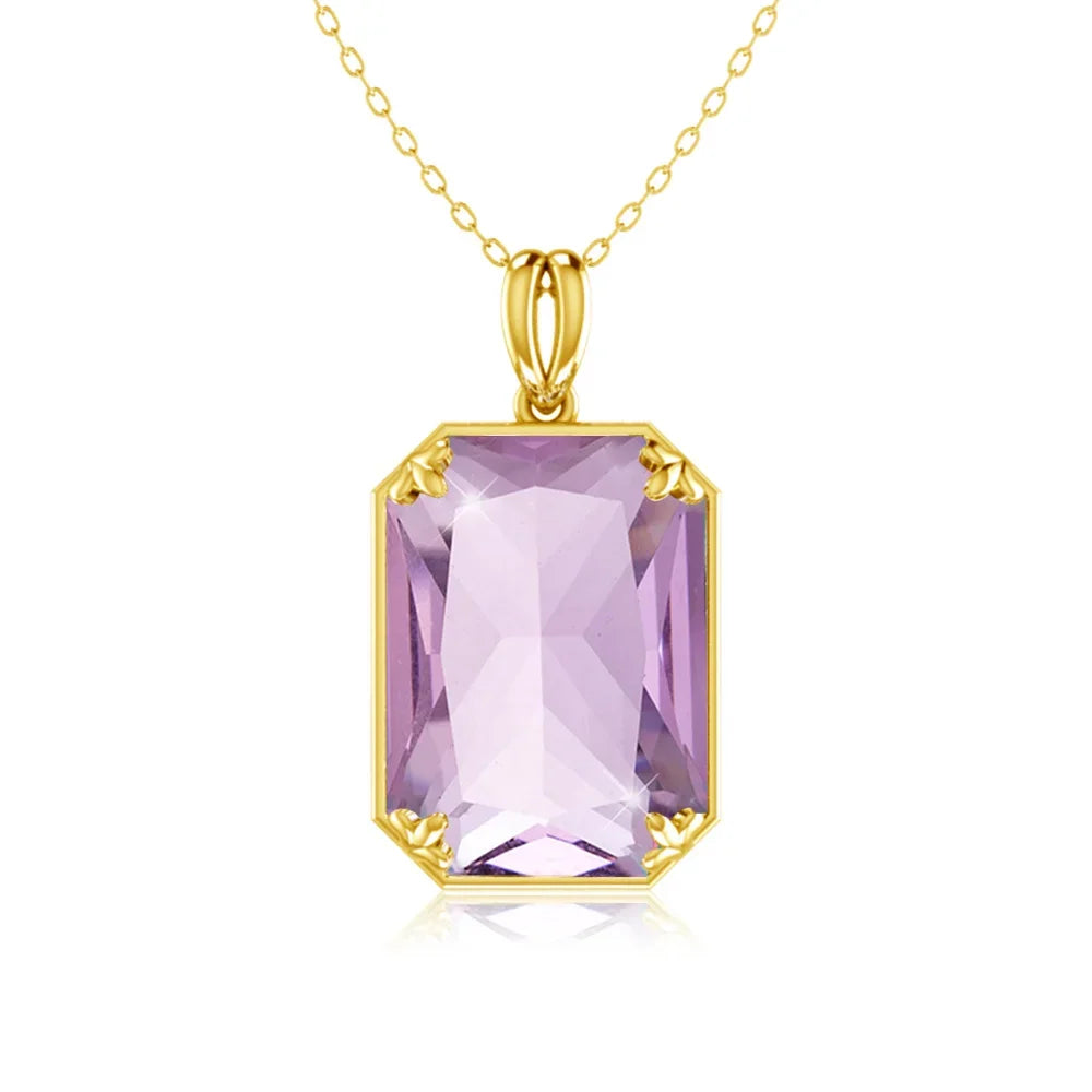 Real Sterling Sliver Necklace Pendant Peridot Birthstone Gold Plated Fine Jewelry  Anniversary Party For Women Accessorie