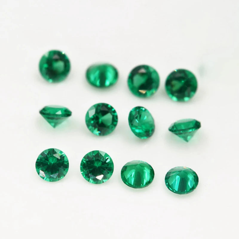 Created Emerald Round Cut Loose Gemstone