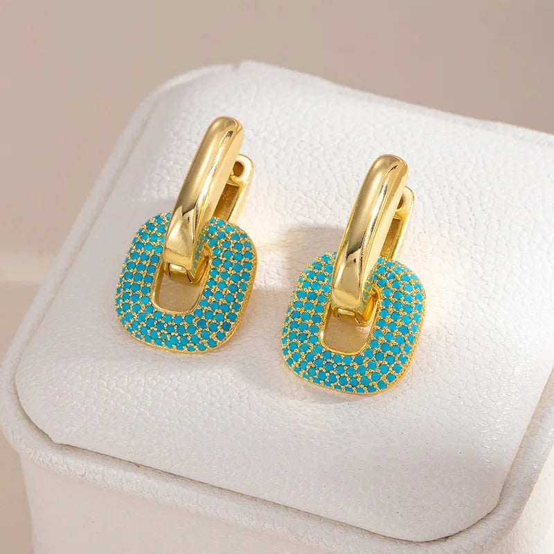 Blue Turquoise Stud Earrings | Elegant December Birthstone Jewelry