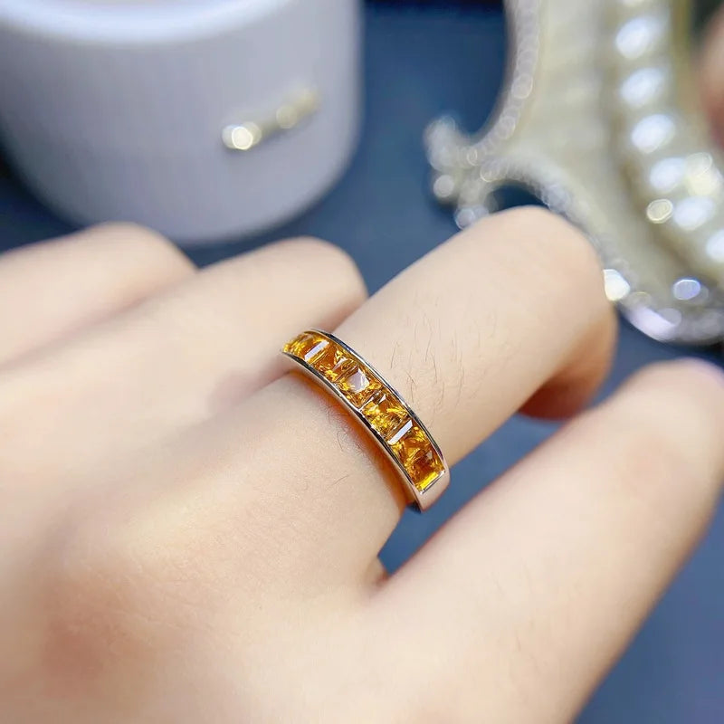 Natural Citrine Solitaire Ring in 925 Sterling Silver – Genuine Gemstone Ring