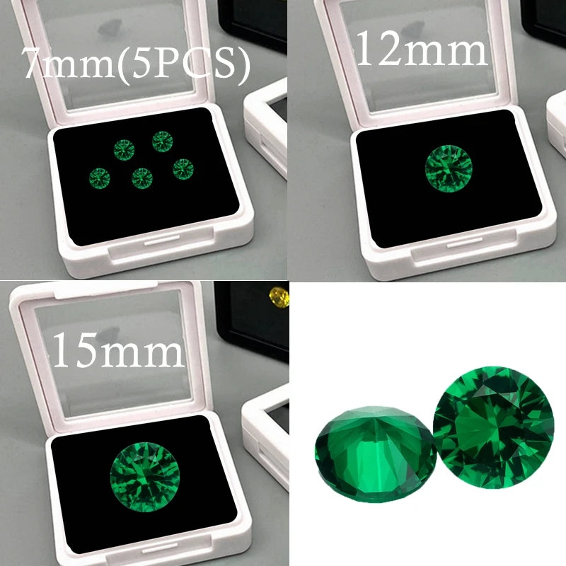 Created Emerald Round Cut Loose Gemstone