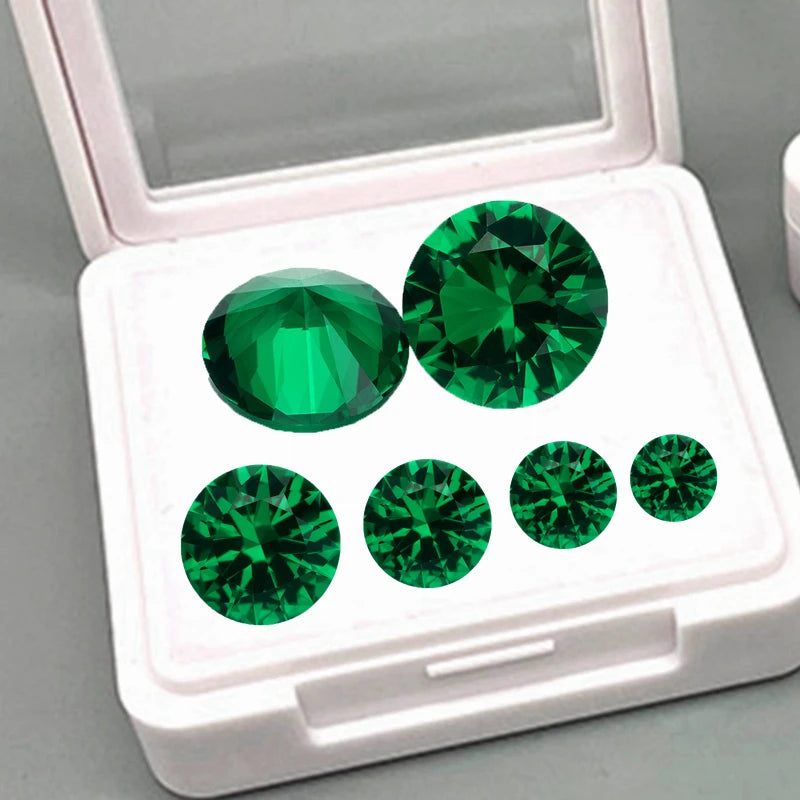 Created Emerald Round Cut Loose Gemstone