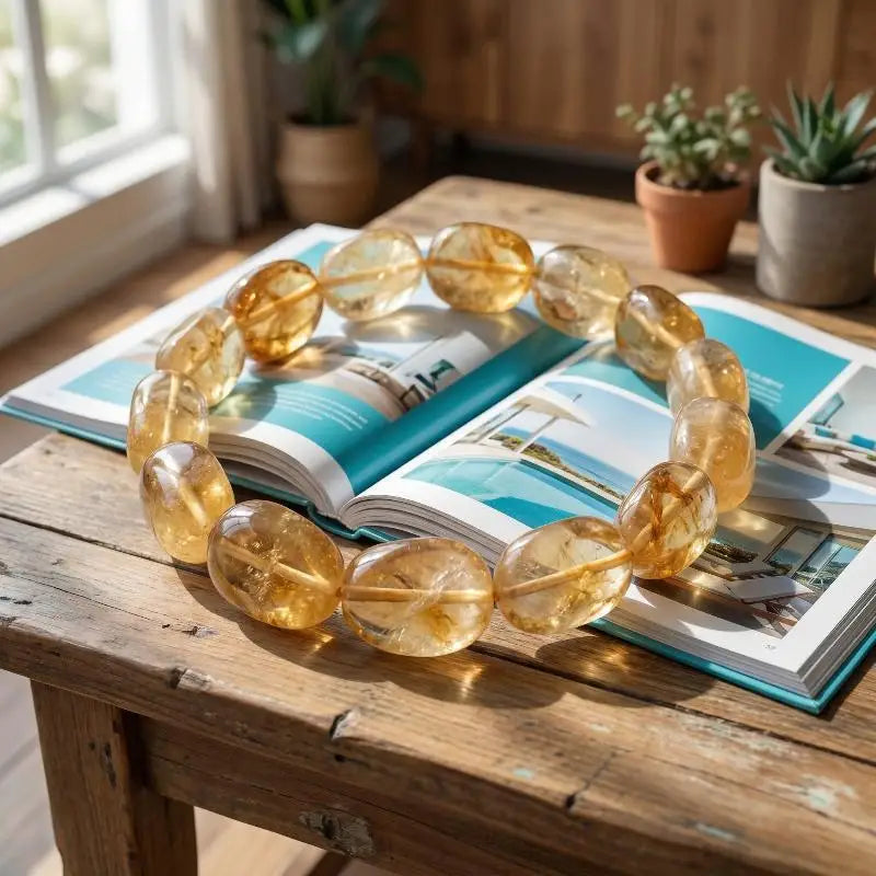 Handmade Natural Citrine Bracelet – Genuine Gemstone Crystal Jewelry