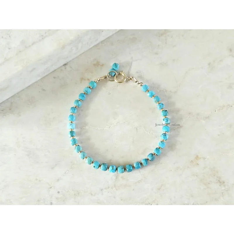 Natural Arizona Turquoise Bead Bracelet | December Birthstone
