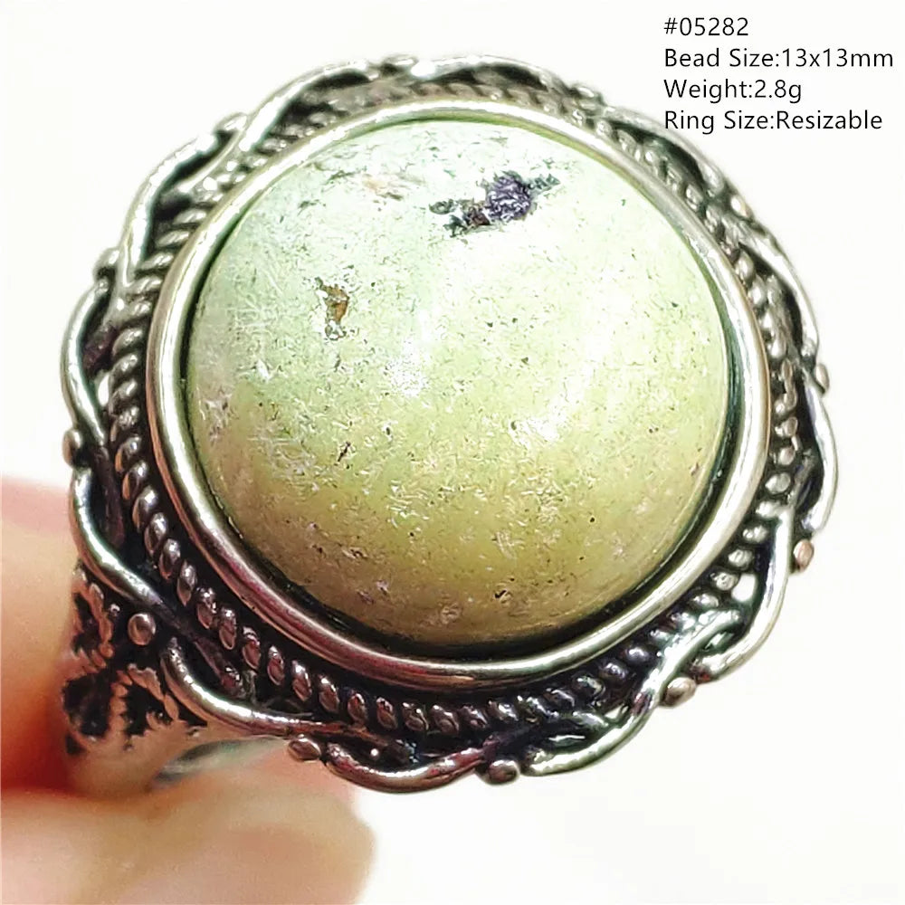 Natural Green Turquoise Adjustable Ring | 925 Sterling Silver