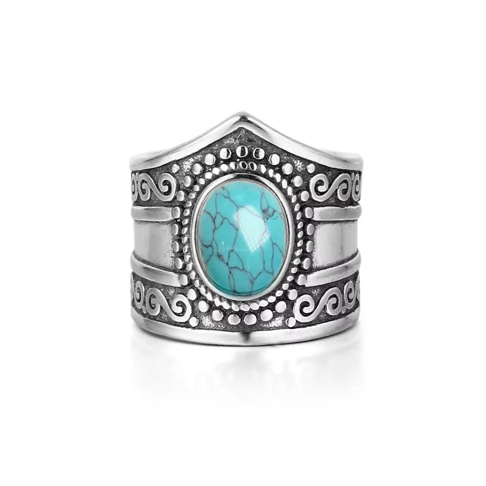 Natural Rainbow Moonstone Cabochon Ring
