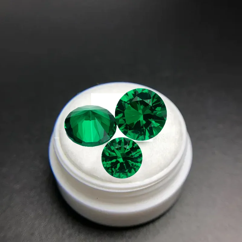 Created Emerald Round Cut Loose Gemstone