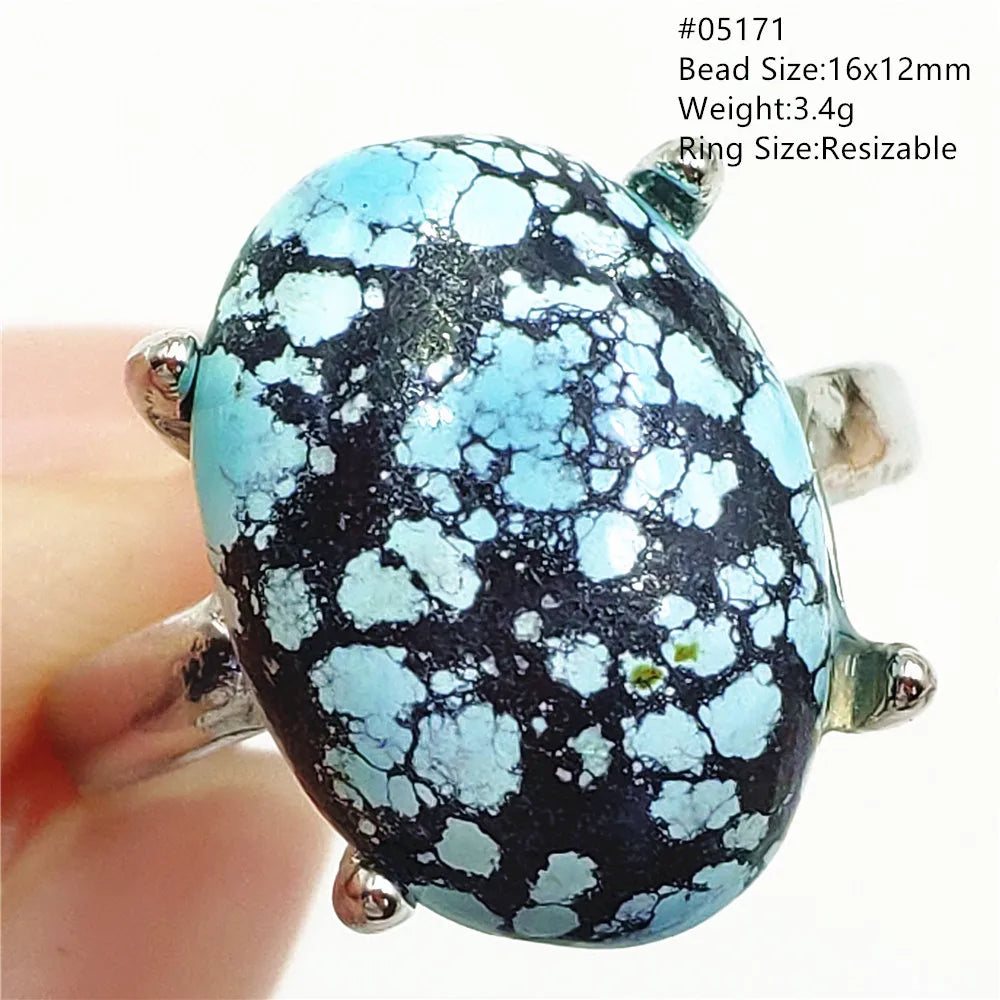 Natural Green Turquoise Adjustable Ring | 925 Sterling Silver