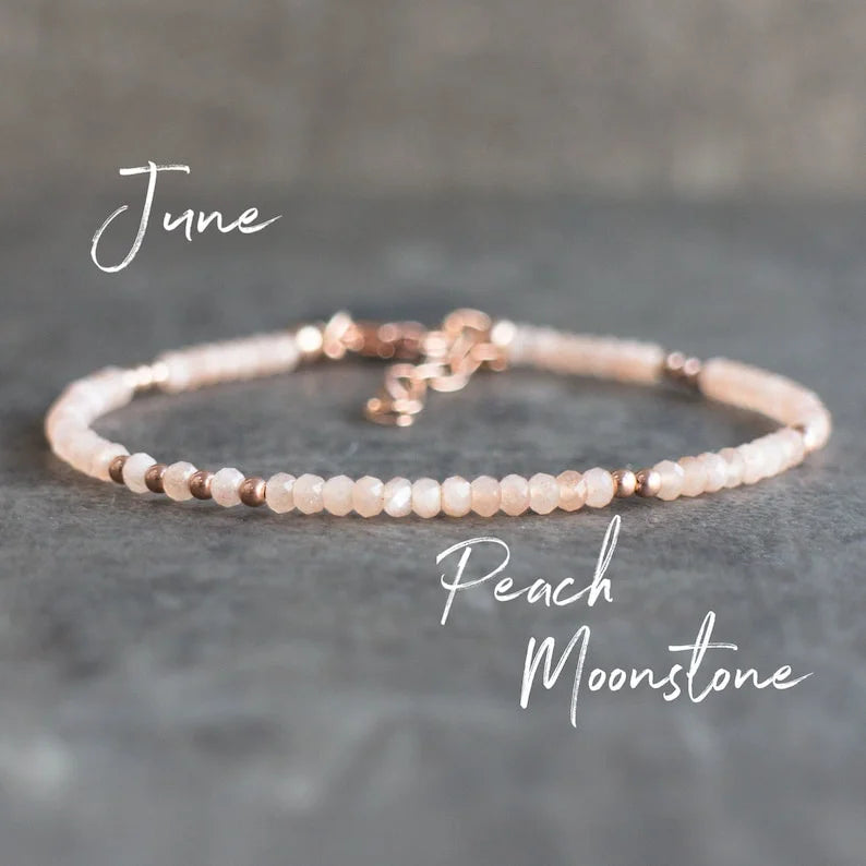 Peach Moonstone June Birthstone Bracelet