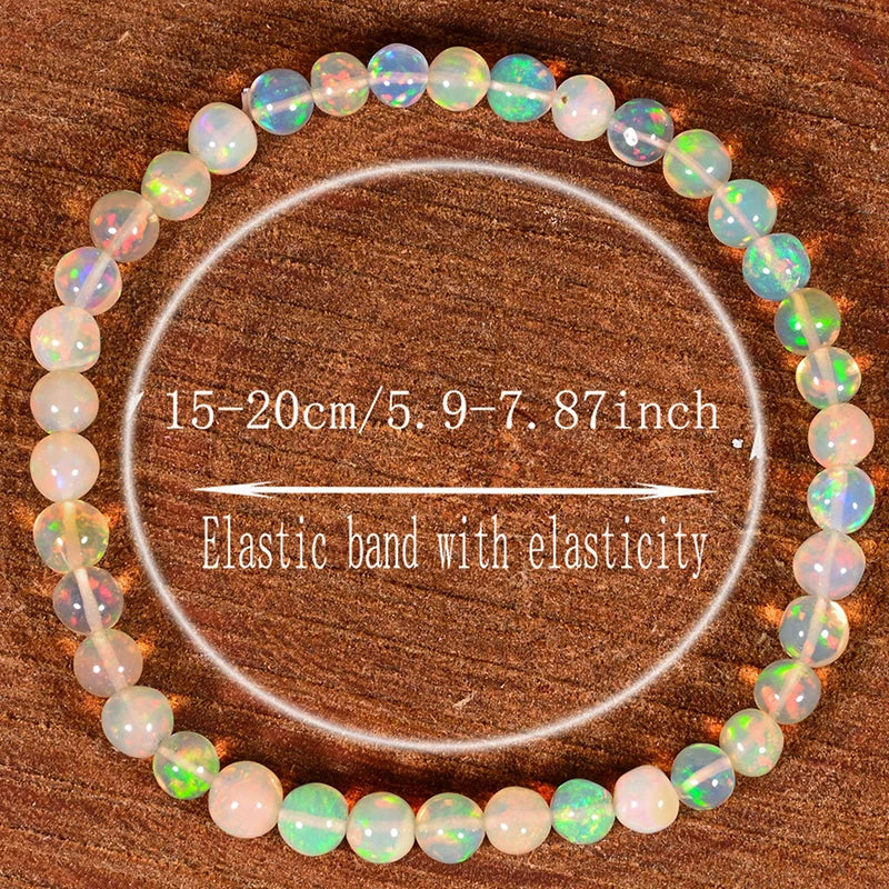 Natural Opal Beaded Bracelet – Genuine Crystal Stretch Bracelet for Women