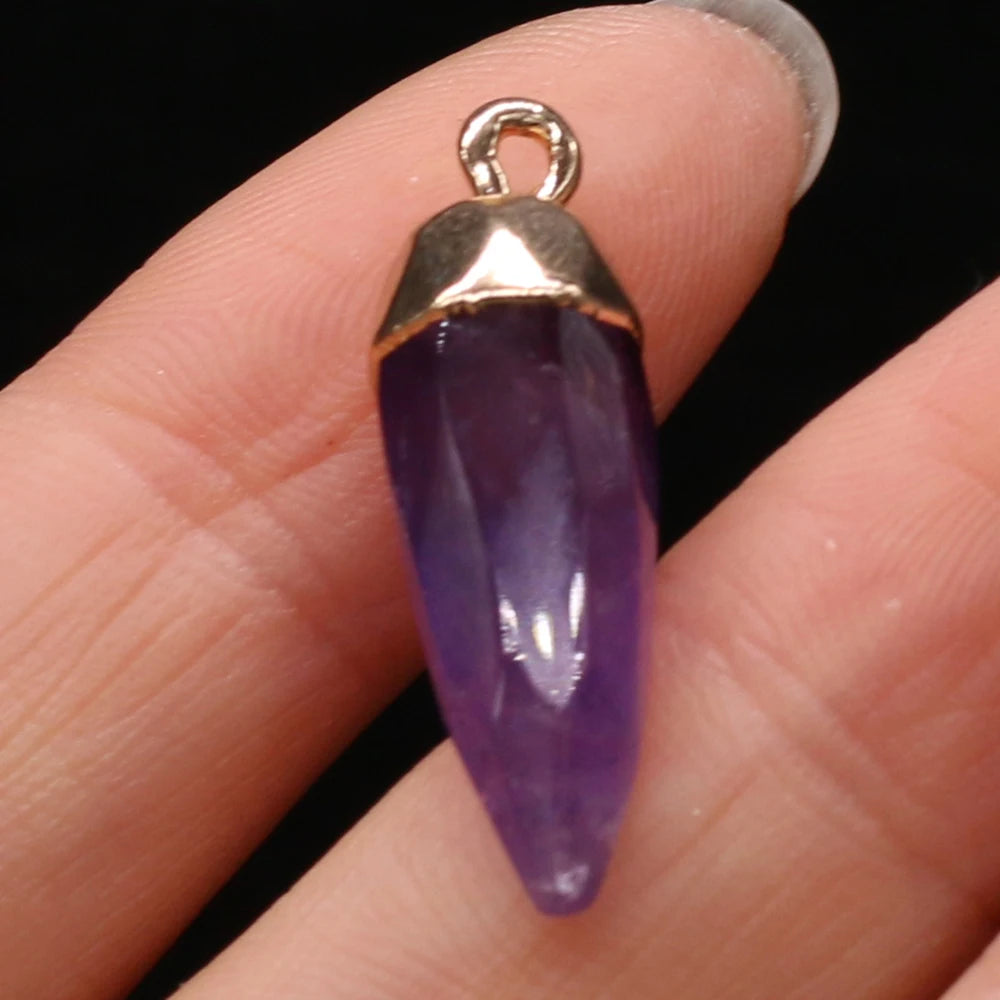 Natural Semi-precious Stone Citrine Rhombus Gold-plated Pendant Making DIY  Necklace Charm Jewelry Gift