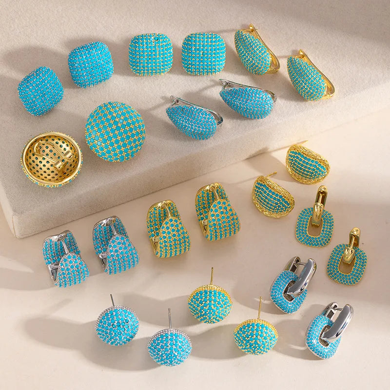 Blue Turquoise Stud Earrings | Elegant December Birthstone Jewelry