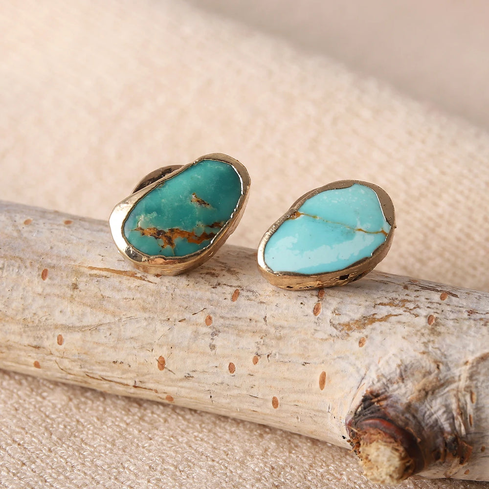Blue Turquoise Statement Earrings | Electroplated Fashion Jewelry