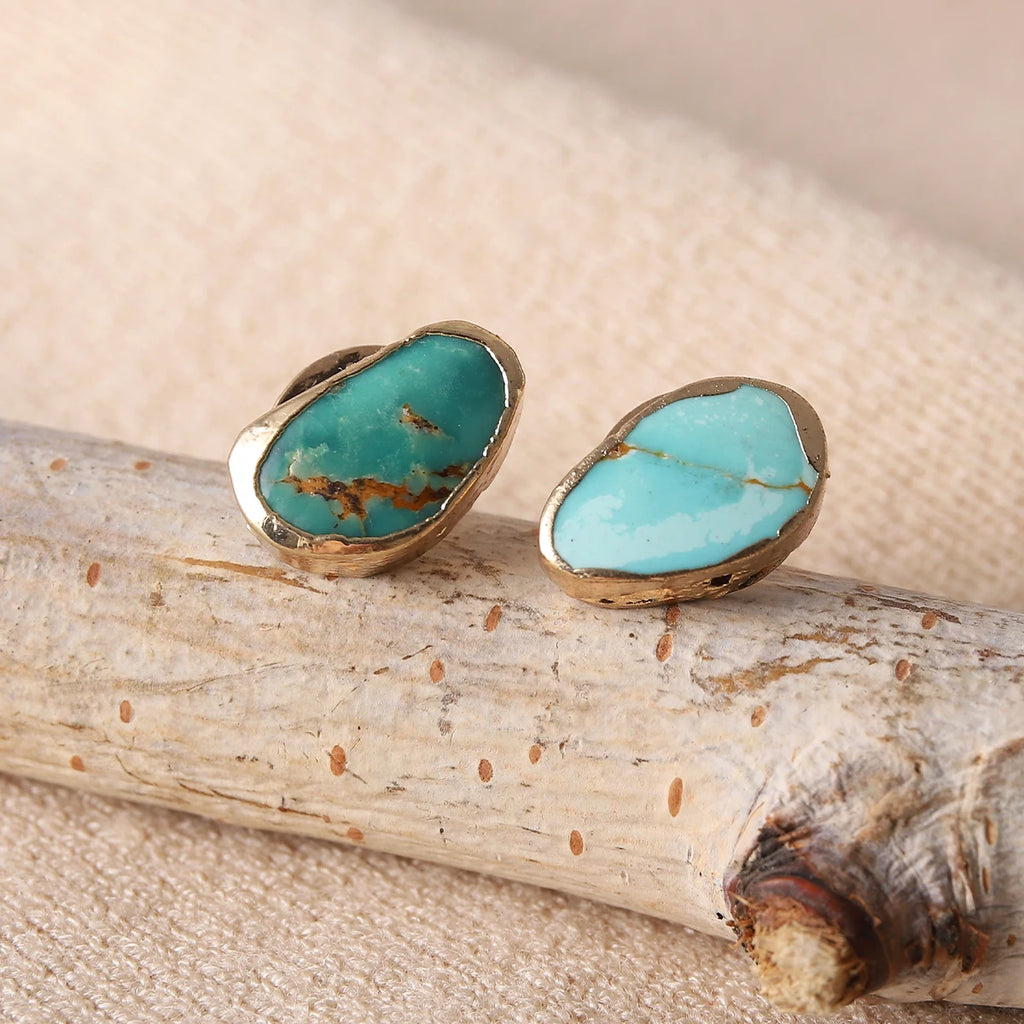 Blue Turquoise Statement Earrings | Electroplated Fashion Jewelry