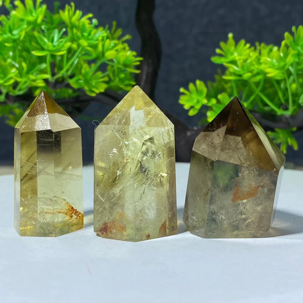 Natural Citrine Quartz Healing Pyramid Beautiful Home Decor Gift Mineral Stone Yellow Crystal Rod For Therapeutic Healing