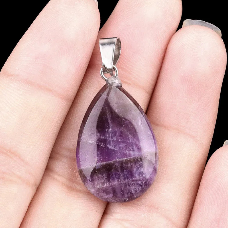 Amethyst Teardrop Birthstone Pendant Necklace