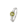 Adjustable Sterling 925 Silver Ring 6mm Peridot August Birthstone Crystal Gemstone Bands Fresh Green Vitality Jewelry Gifts
