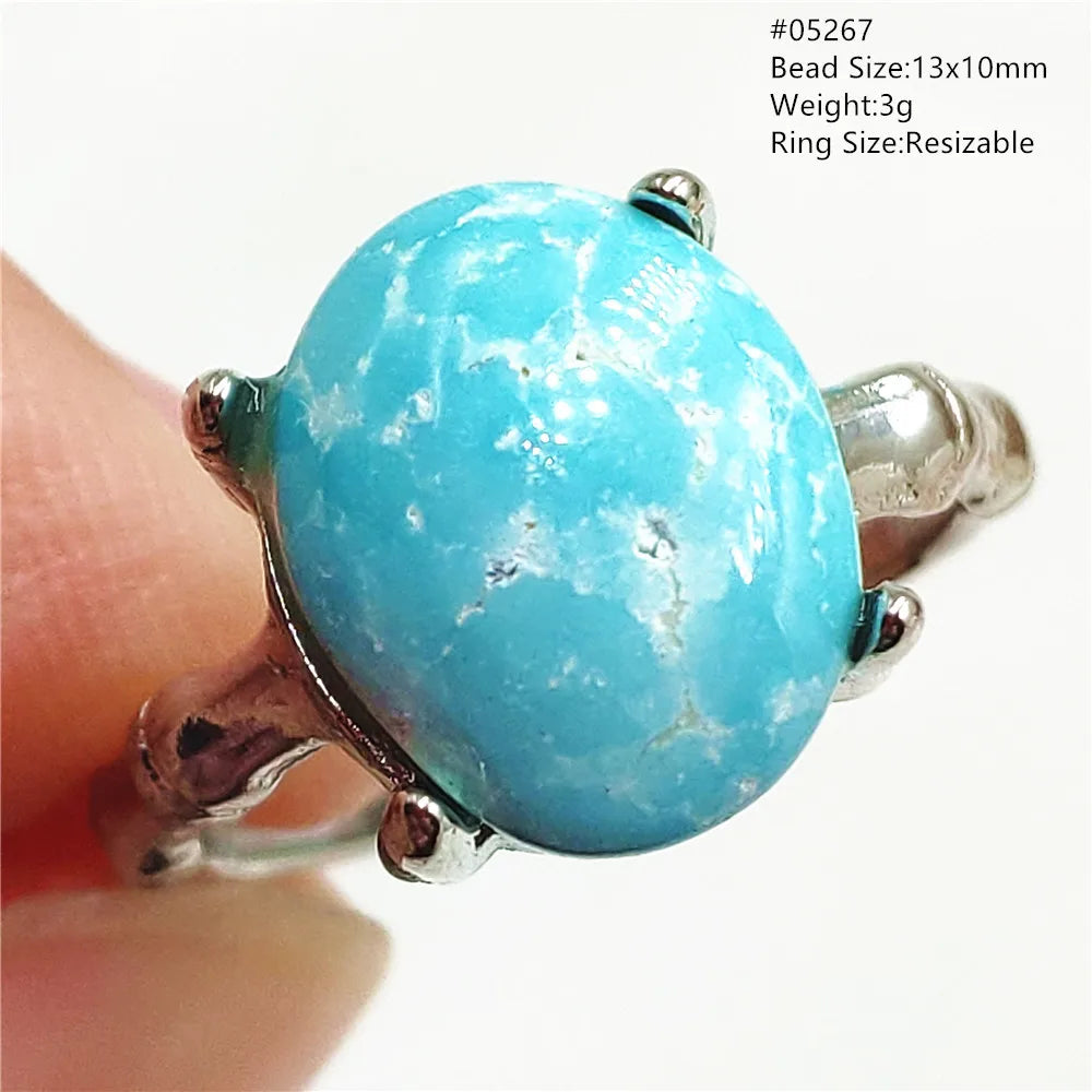 Natural Green Turquoise Adjustable Ring | 925 Sterling Silver