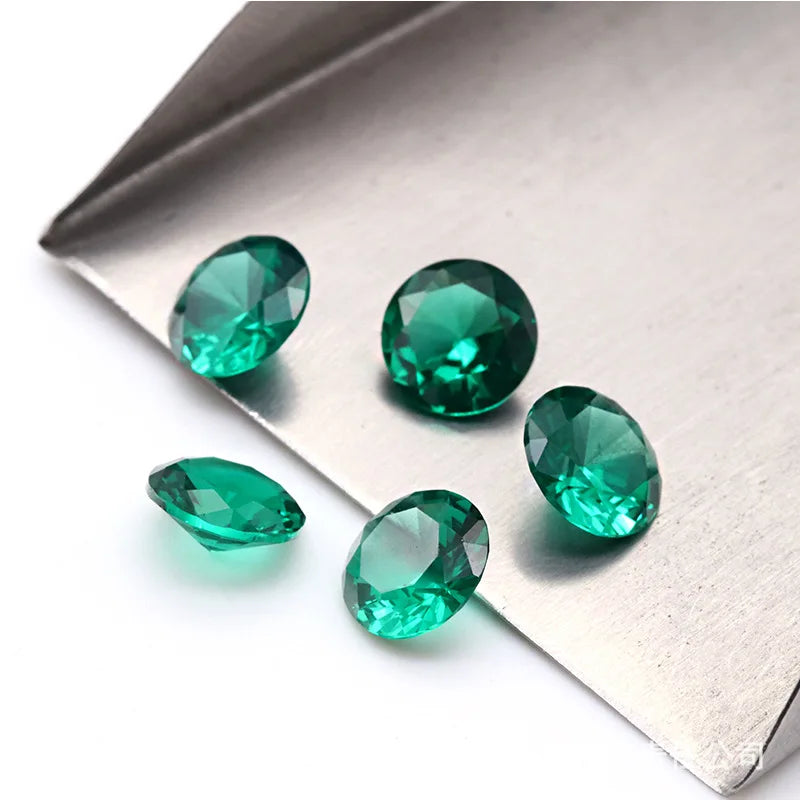Created Emerald Round Cut Loose Gemstone
