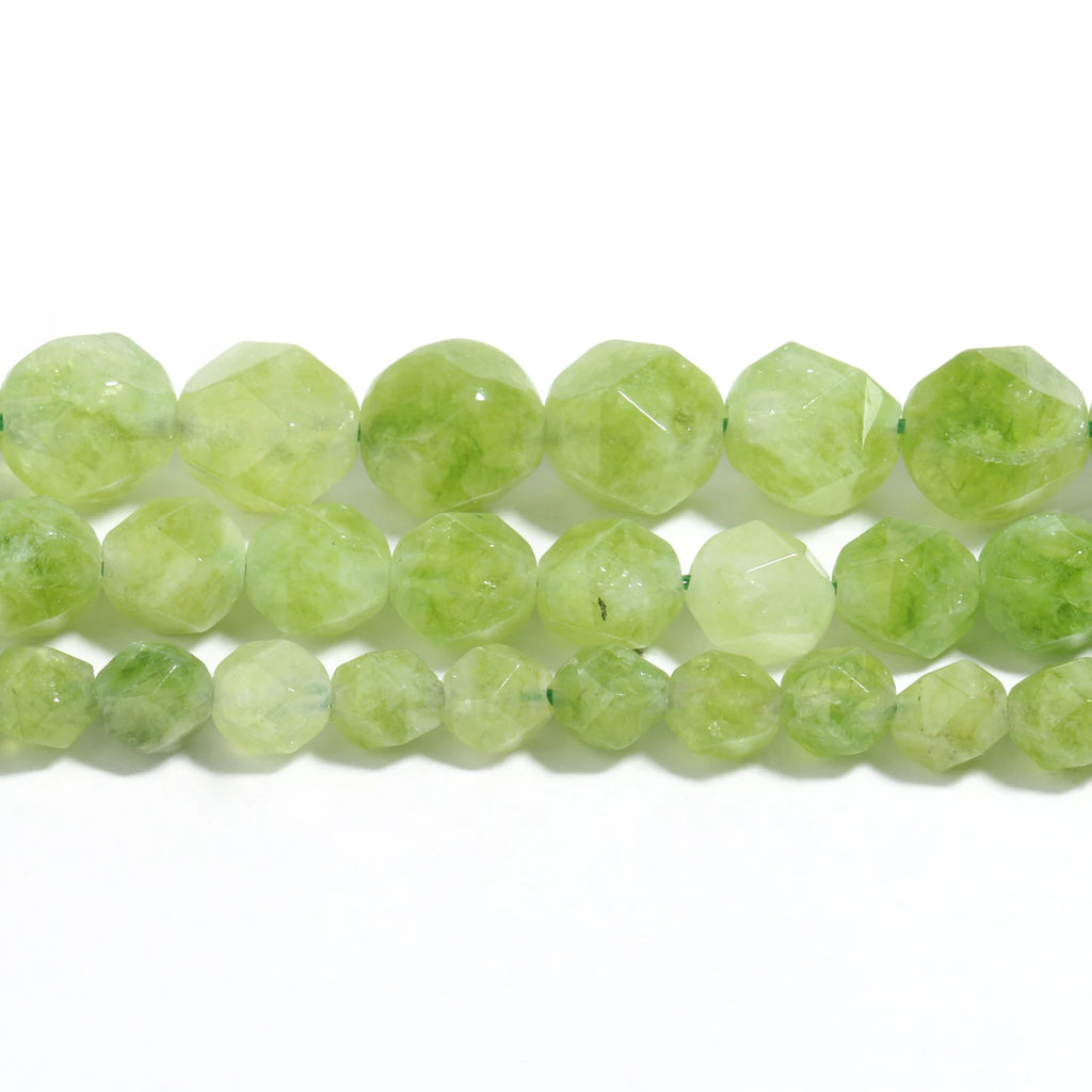 Faceted Peridot Stone Beads Green Olivine Loose August Birthstone Beads for Jewelry Making DIY Bracelet Accessories 6 8 10mm