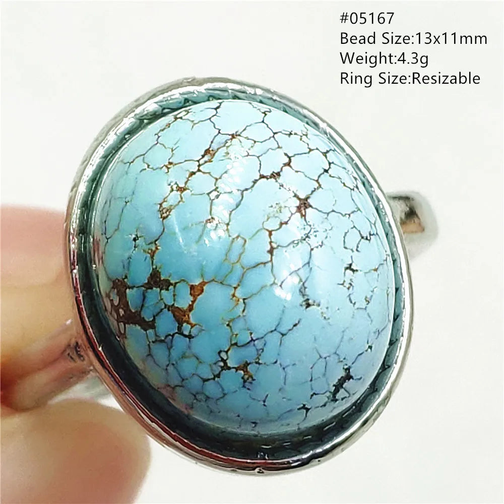 Natural Green Turquoise Adjustable Ring | 925 Sterling Silver