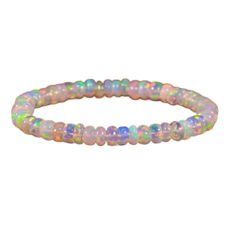 Natural Opal Beaded Bracelet – Genuine Crystal Stretch Bracelet for Women