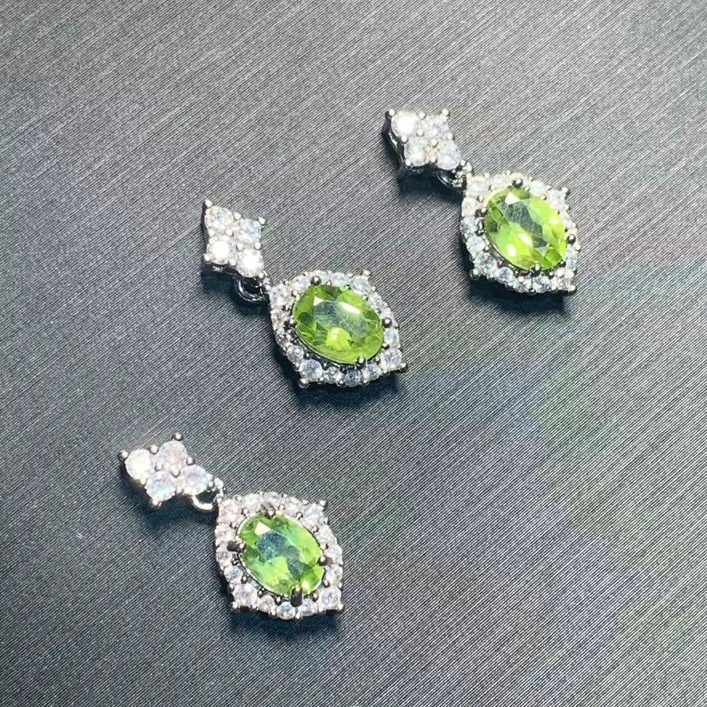 MANY STONE OVAL Natural PERIDOT Pendant Necklace Fine Jewelry Handmade Stones Wholesale Healing Energy Gift Lucky Jewelry