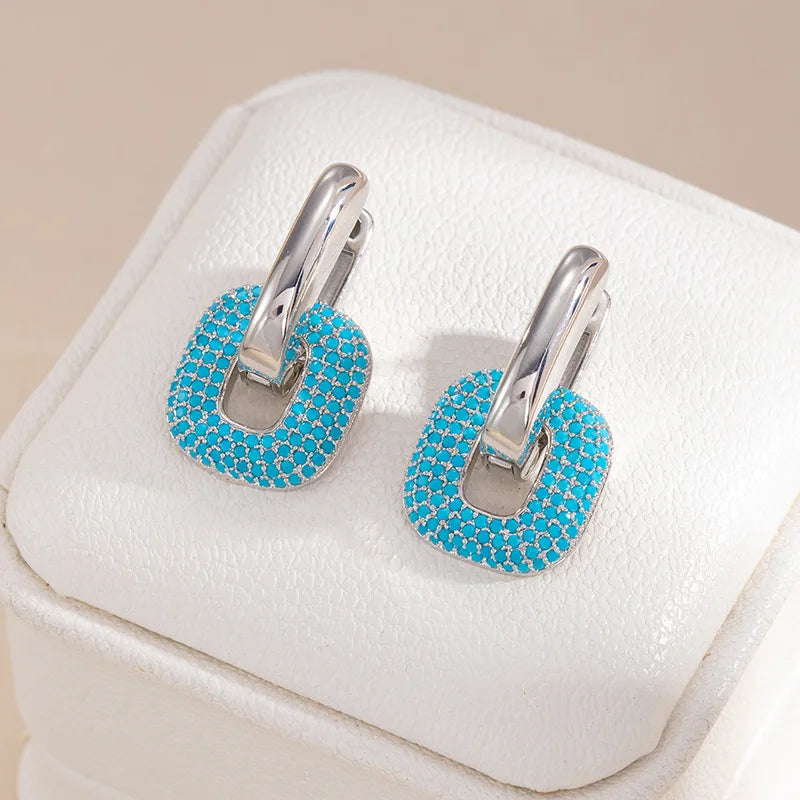 Blue Turquoise Stud Earrings | Elegant December Birthstone Jewelry
