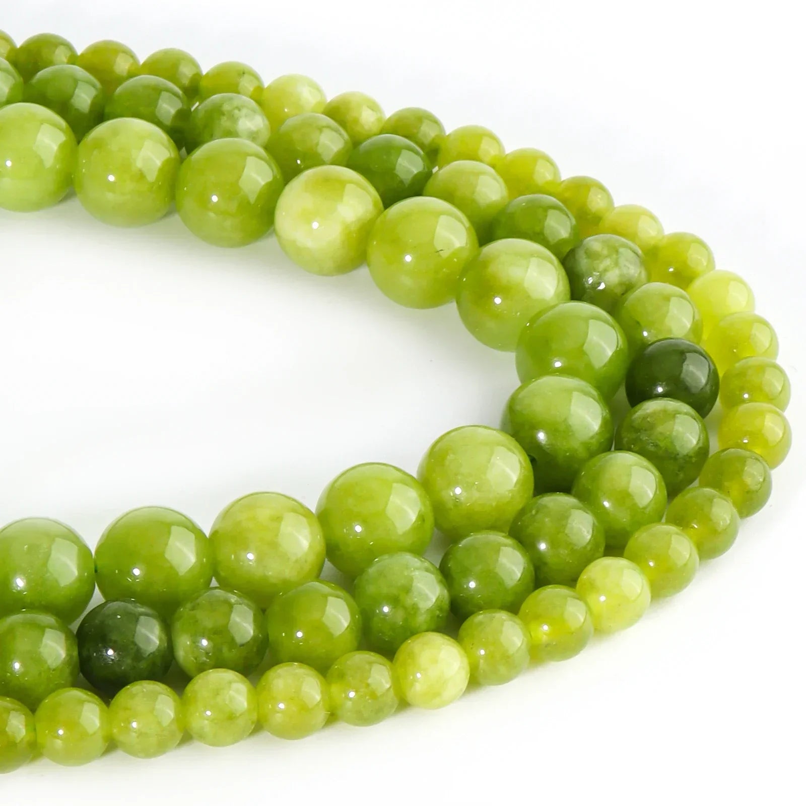 Natural Peridot Chalcedony Lemon Green Jades Stone Beads For Jewelry Making DIY Bracelets Necklace Accessories Supplies 6/8/10mm