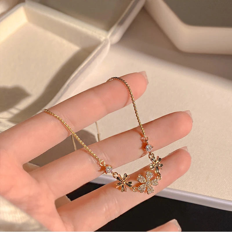 Natural Opal Flower Bracelet – Gold Plated Adjustable Bracelet for Women