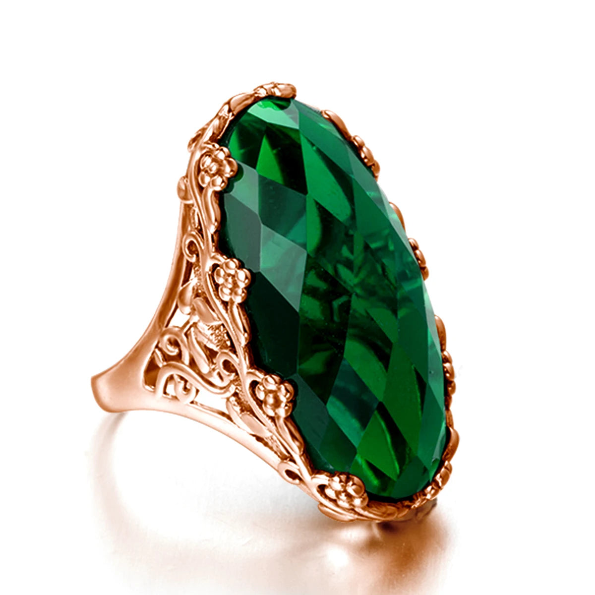 Floral Sapphire Statement Ring with Gold Finish