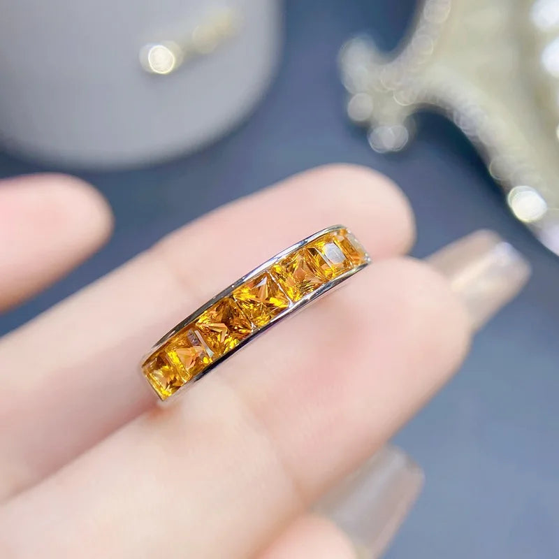 Natural Citrine Solitaire Ring in 925 Sterling Silver – Genuine Gemstone Ring