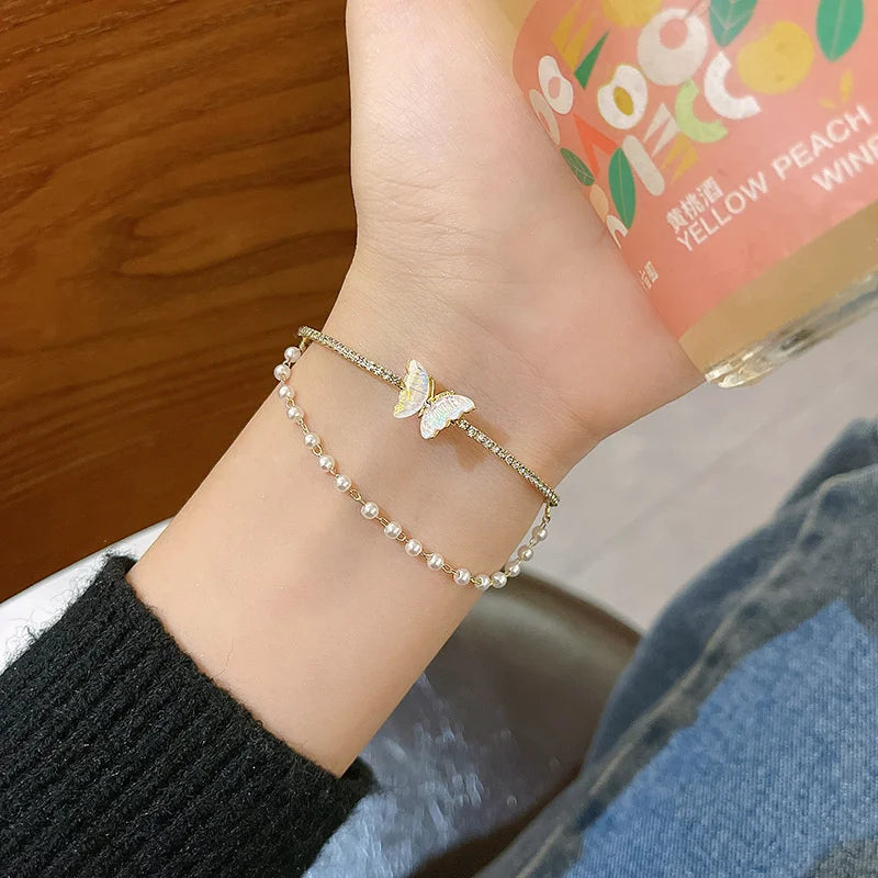 Natural Opal Flower Bracelet – Gold Plated Adjustable Bracelet for Women