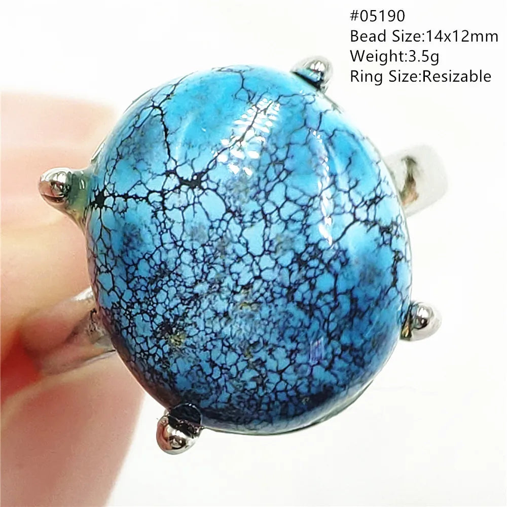 Natural Green Turquoise Adjustable Ring | 925 Sterling Silver