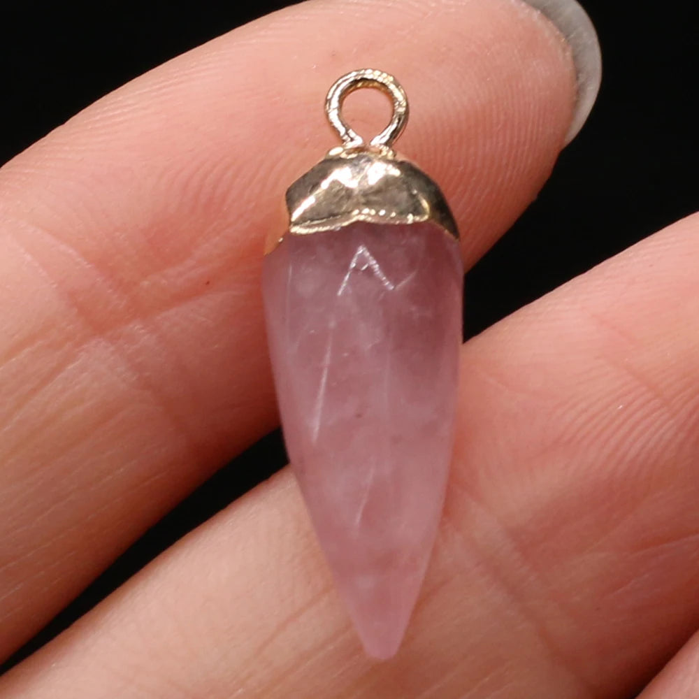Natural Semi-precious Stone Citrine Rhombus Gold-plated Pendant Making DIY  Necklace Charm Jewelry Gift