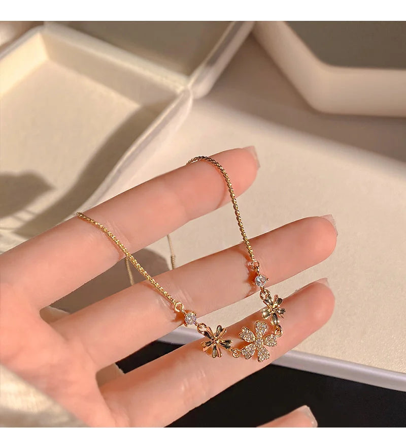 Natural Opal Flower Bracelet – Gold Plated Adjustable Bracelet for Women