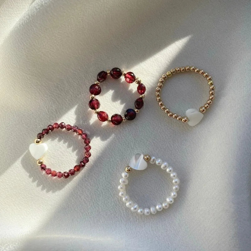 Garnet Beaded January Birthstone Ring