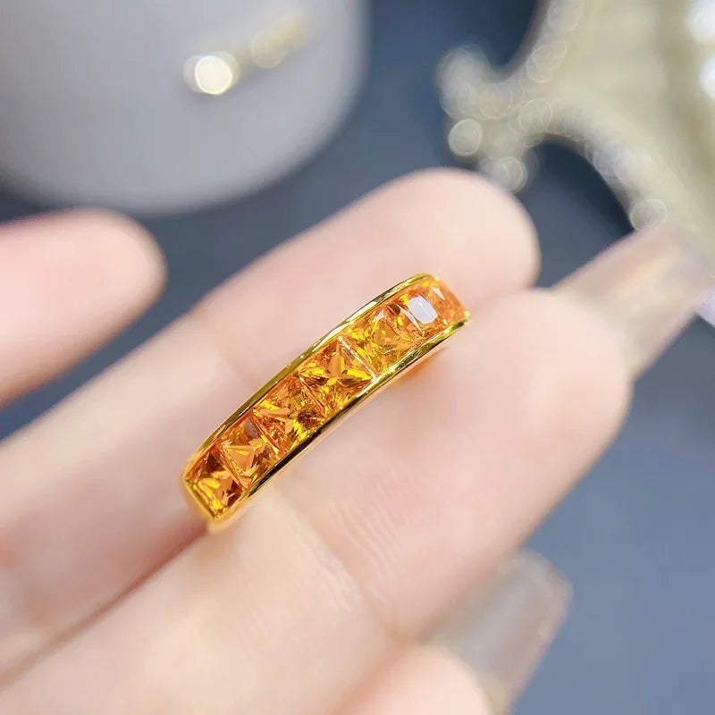Natural Citrine Solitaire Ring in 925 Sterling Silver – Genuine Gemstone Ring